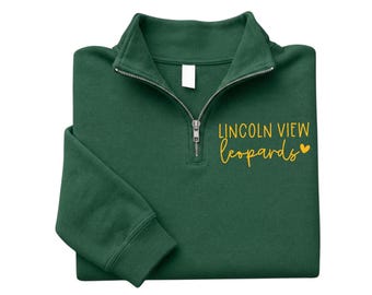 LINCOLN VIEW - Lincoln View Leopards Unisex Quarter Zip Sweatshirt
