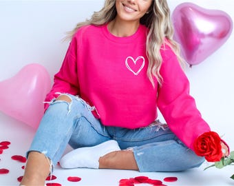 Valentine Heart Crewneck Sweatshirt, Minimalist, Cozy Pullover