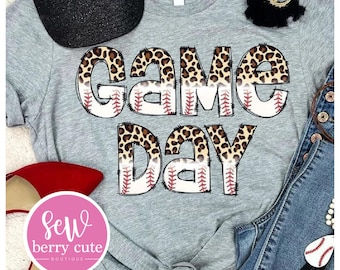 Baseball Shirt - Game Day - Baseball Mom - Baseball Sister - Baseball Tee - Baseball Grandma - Leopard