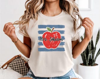 Personalized Apple Teacher Shirt | Custom Teacher Name Shirt | Comfort Colors® Back to School Tee | Teacher Gift