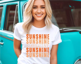 Sunshine Stacked T-Shirt – Bella Canvas Unisex Tee, Retro Summer Shirt, Sunshine Graphic Tee, Soft Lightweight Happy Vibes Shirt