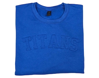 Monochromatic Applique Sweatshirt, School Mascot, Tone on Tone, Custom Crewneck