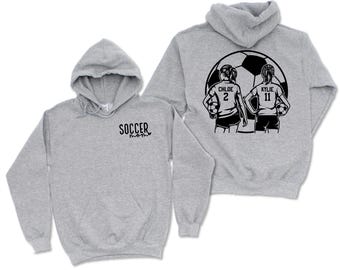 Custom Soccer Hoodie with Personalized Silhouettes of Player