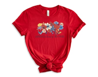 America Land of The Free - Patriotic Flowers - Patriotic Shirt - 4th of July - Floral