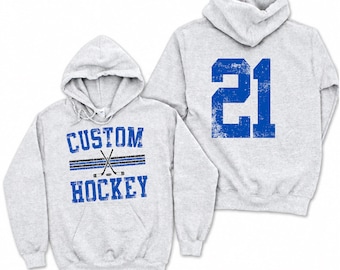 Personalized Hockey Hoodie, Mascot & Player Number Sweatshirt, Mom Dad Team Spirit Gift