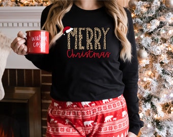 Merry Christmas Leopard Print Shirt - Christmas Shirt - Leopard Print - Christmas Tee