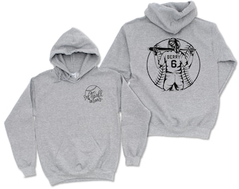 Custom Softball Hoodie with Personalized Silhouettes of Player