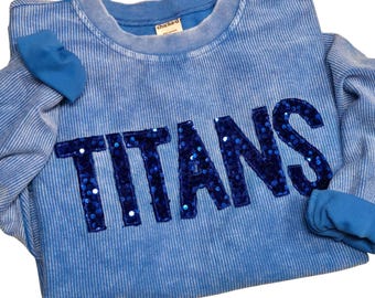 Custom Sequin Crewneck Sweatshirt - Personalized Sweatshirt - Mascot - Sparkle Team Spirit Sweatshirt