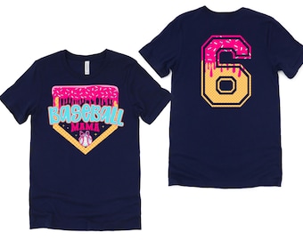 Baseball Mama Drip T-Shirt | Custom Number Back | Bella Canvas Unisex Tee | Baseball Mom Shirt | Game Day Shirt | Cute Sports Mom Tee