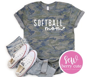 Softball Mom Shirt - Camouflage Softball Mom Shirt - Softball Mama Tee - Softball Tees - Sports Mom Tees - Mama Tees - Biggest Fan Shirts