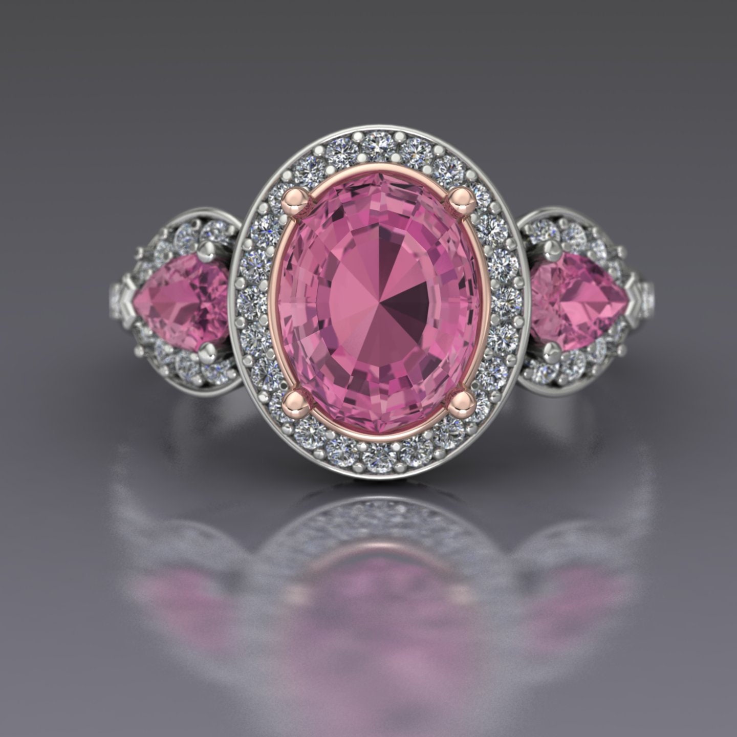 Buy Pink Tourmaline Ring Oval and Pears Statement Ring Diamond Online in  India - Etsy