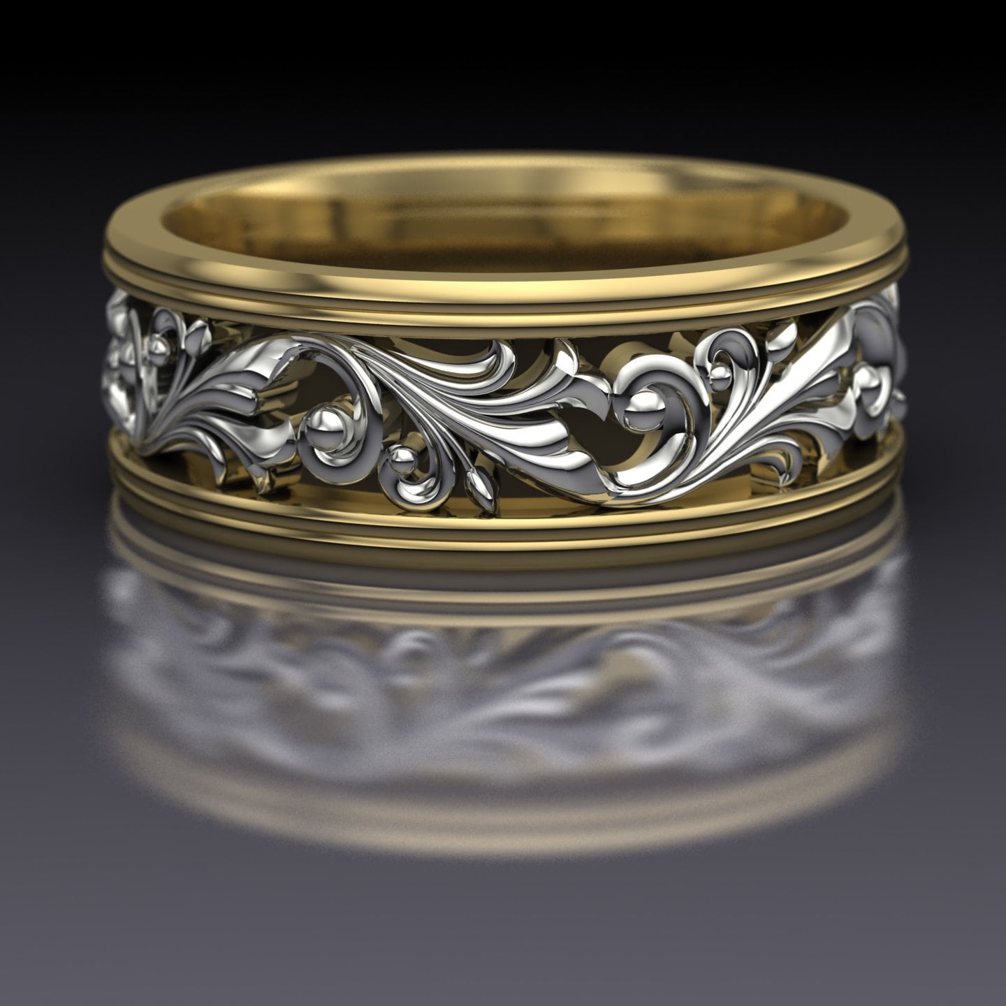 Scrollwork wedding band clearance