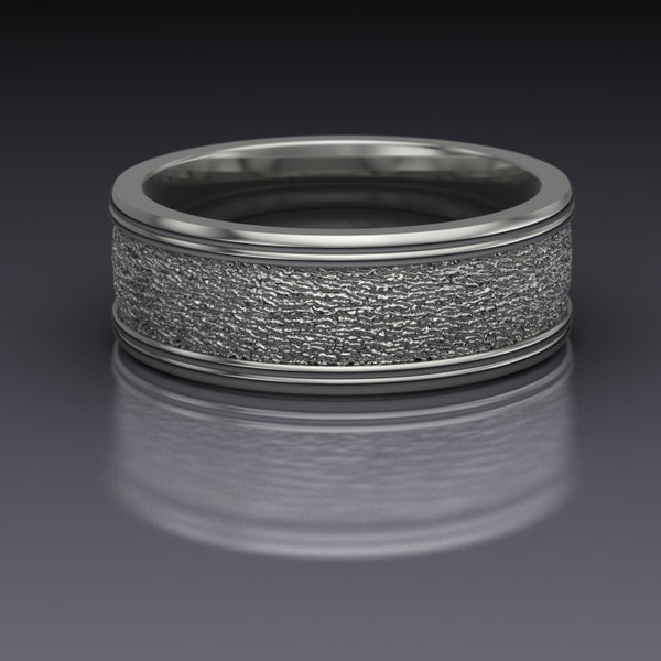Brushed Rolled Edge Gents or Unisex Comfort Fit 8mm Wide Wedding Band in 10k Gold or Sterling Silver - No Stones - Charles Babb Designs
