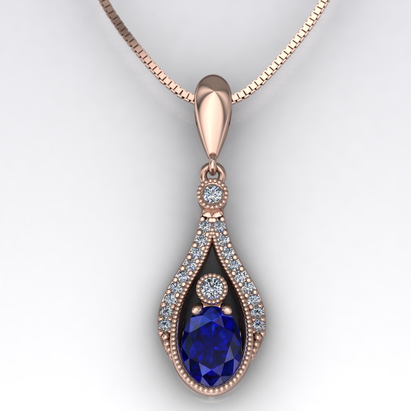 Blue Sapphire and Crystal Floral Necklace | American diamond Wedding J –  Indian Designs