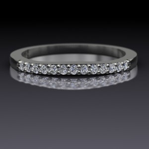 Diamond Thin Curved Wedding Band in 14k White Gold - An Original Design by Charles Babb