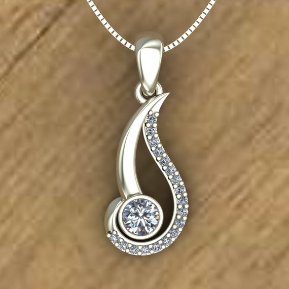 Diamond Pendant Bezel Set Diamond Swirl 