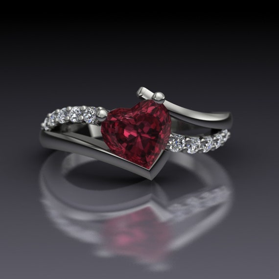 14k White Gold Oval Rhodolite Garnet And Diamond Ring RM2615XW-RG - IMG  Jewelers