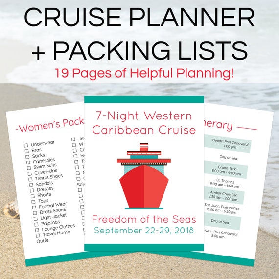 custom printable cruise travel planner with packing lists printable packing list for cruise