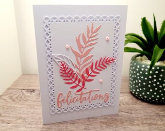 Congratulations card, handmade card, foliage card, birth card, greeting card