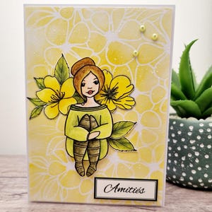 Carte faite main , Carte amitié, Cadeau amitié ,Carte artisanale