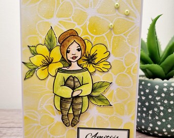 Carte faite main , Carte amitié, Cadeau amitié ,Carte artisanale