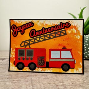 Firefighter card, birthday card, truck card