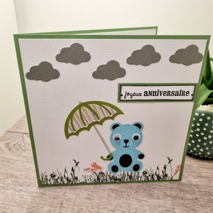 Carte anniversaire, Carte enfant, Carte ourson, Carte fais main