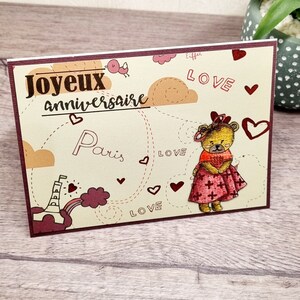 Birthday card, handmade card, girl card, woman, greeting card