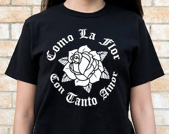 Como La Flor -Selena- Black UNISEX Ring-Spun Shirt (The Original Design)