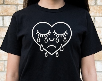 Crying Heart, UNISEX, Black, Ring Spun, cotton Shirt