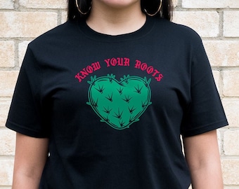 Know your Roots (Nopal Heart) - Black UNISEX Ring-Spun Shirt