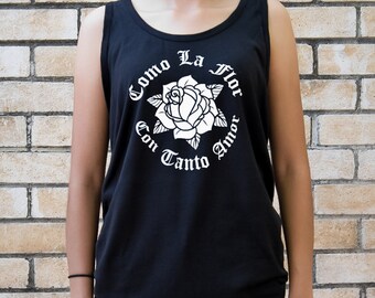Como La Flor - Black Tank **UNISEX** Ring-Spun