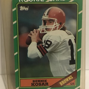 Vintage Topps Bernie Kosar Cleveland Browns Rookie Card With Holder Near Mint Condition 1986