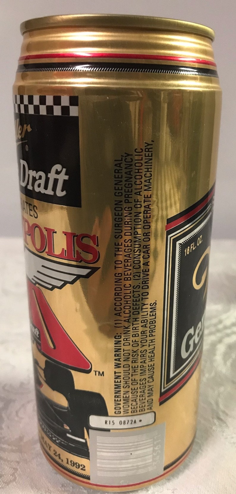 Miller Genuine Draft 1992 Indy 500 Commemorative 16 oz Beer Etsy