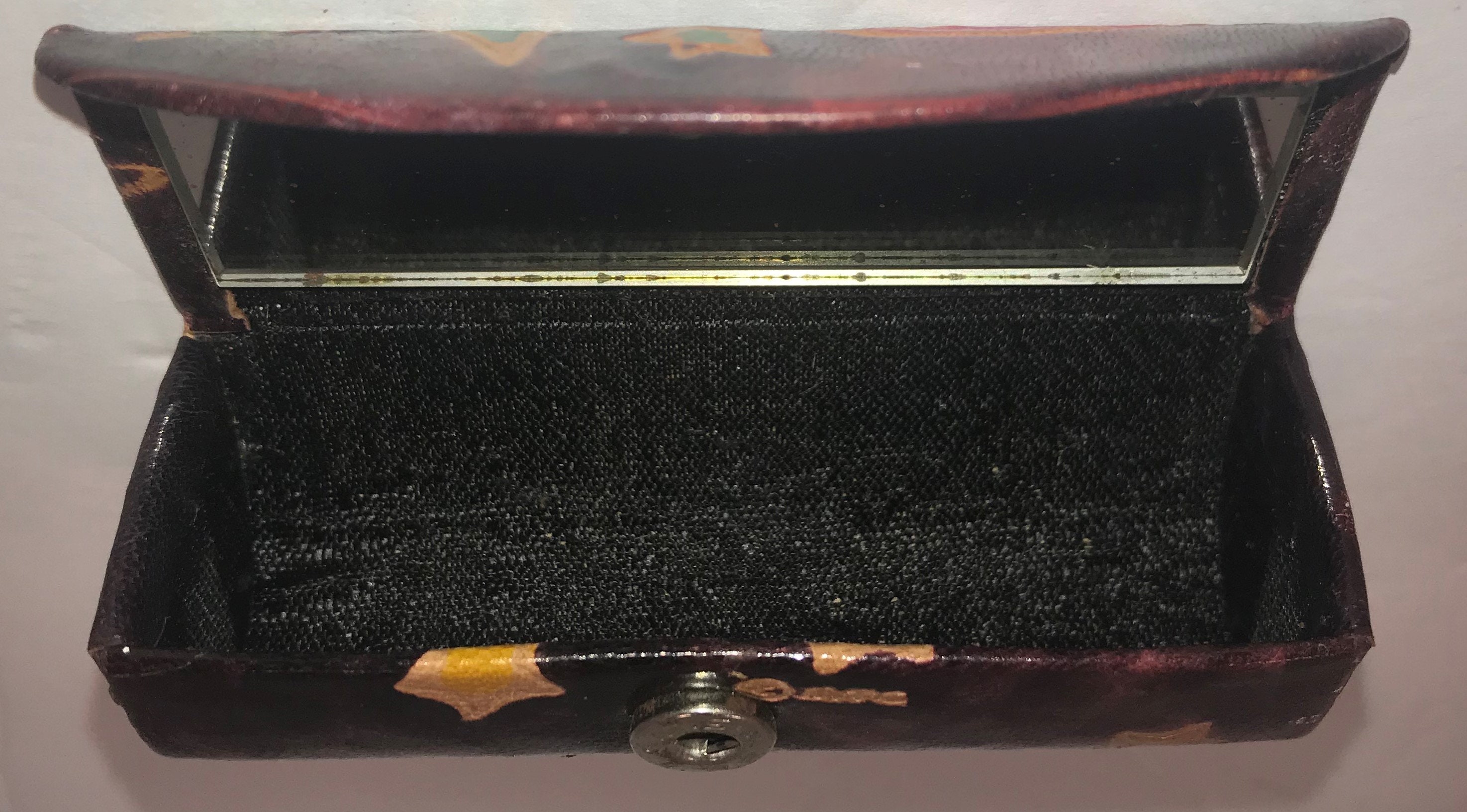 Vintage Leather Lipstick Case with Mirror - Vintage Renude