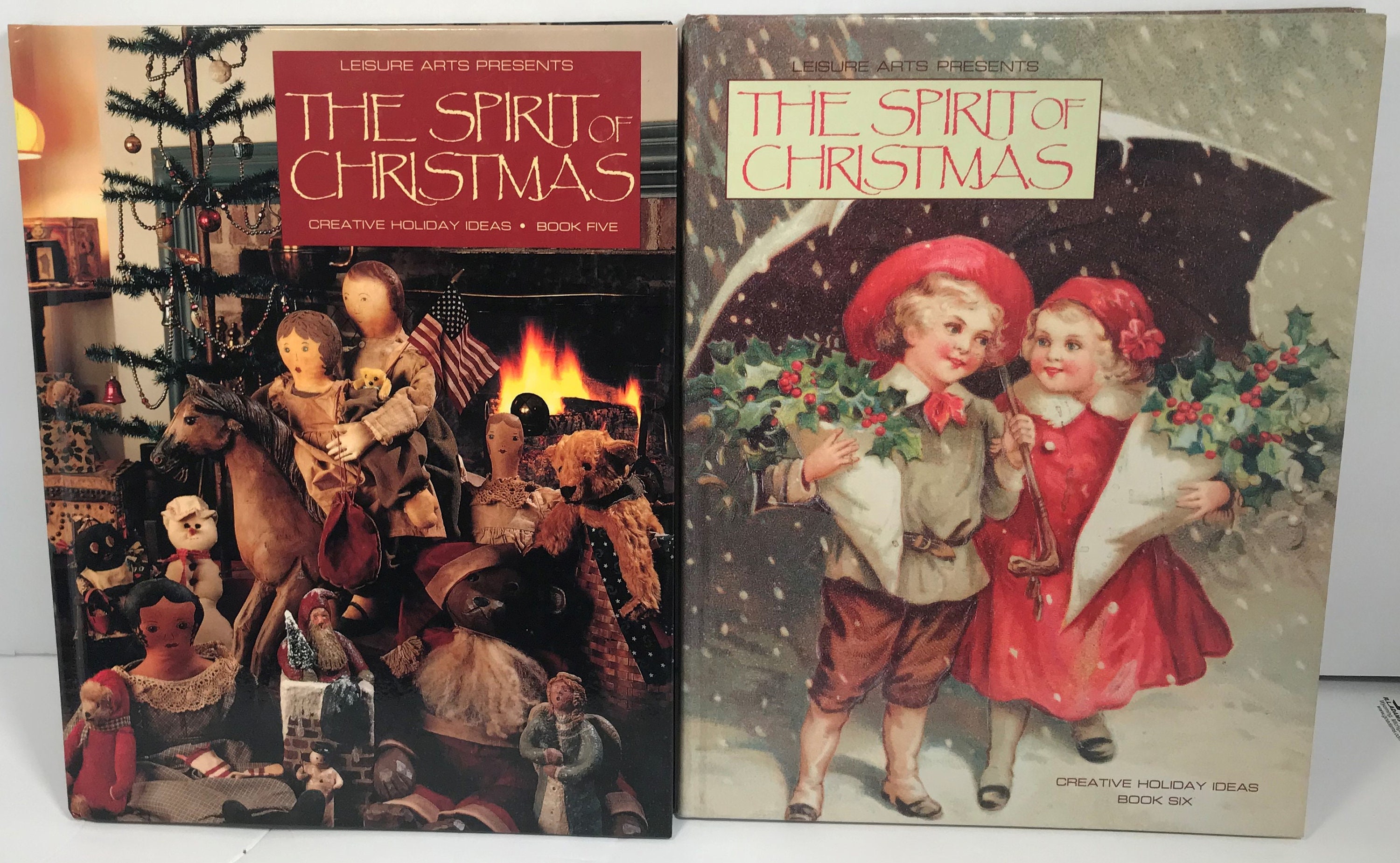 Vintage The Spirit Of Christmas Hardcover Holiday Craft Books Set Of 2 Volumes 5 And 6 Leisure Arys 1990's Excellent Condition