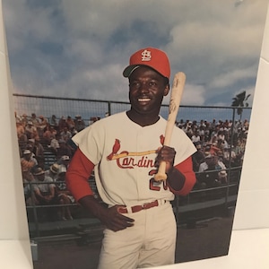 Vintage St Louis Cardinals Lou Brock Color 8X10 Photo 1960&#39;s Excellent Condition