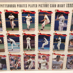 Vintage Kodak Filmet Pittsburgh Pirates Player Picture Cards Uncut Sheet Set 1995 Excellent Condition