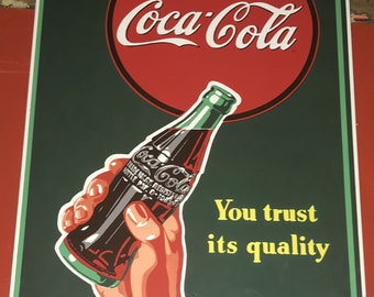 Ice Cold Coca Cola Sold Here 1989 Tin Sign, 17 X 12, Retro Coke