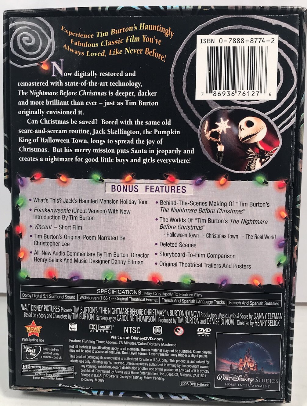 The Nightmare Before Christmas Digitally Remastered for DVD and