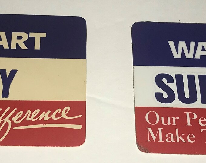 Vintage Walmart Name Badges Old Logo and Slogan Set of 2 1990's