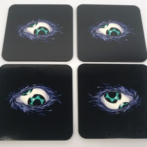 Handmade Tool Third Eye &quot;Ocular Orifice&quot; Set Of 4 Coasters NIP