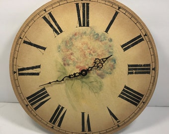 Rare Vintage Wood French Country Quartz Wall Clock Excellent Condition 1990's