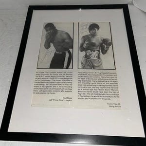 Vintage Championship Boxing Program Hand Signed By Champions Harry Arroyo and Jeff Lampkin With Referee Notes EC Framed 1992