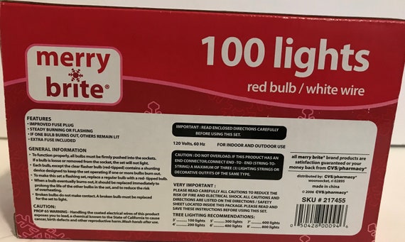 Vintage Merry Brite 100 Ct Super Bright Red Holiday Light Set NIP Etsy