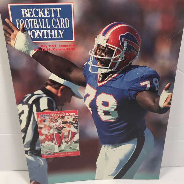 Vintage Beckett Football Card Magazine Issue # 14 May 1991 Featuring Bruce Smith Excellent