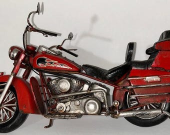 Vintage Red Motorbike - Amazing Old School Motorcycle - Old Classic Metal Model Toy - Motor Gift Idea - Collector Item