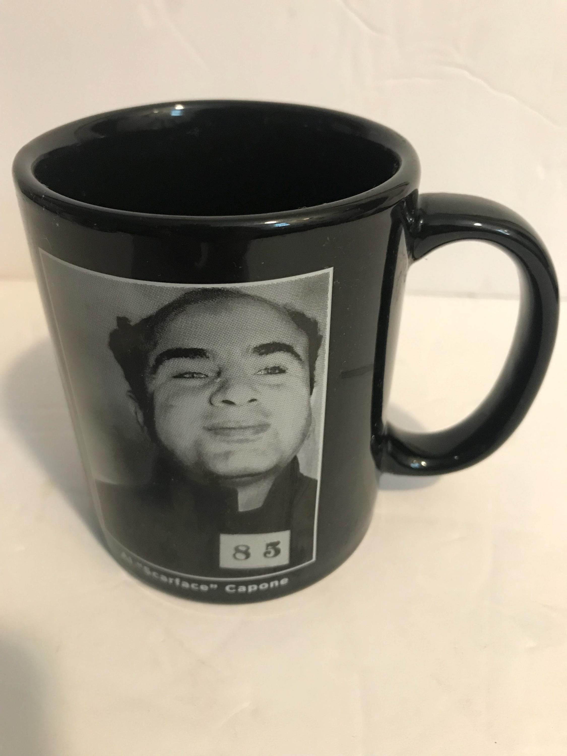 Vintage Al Scarface Capone USP Alcatraz Transfer And Mug Shot Coffee Mug  Golden Gate National Parks Excellent Condition