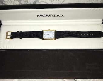Vintage Movado Classic Men's Tank Wristwatch 1979 Original Cases