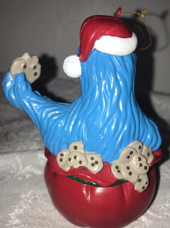 Vintage Large Sesame Street Cookie Monster Santa Ornament 1990's